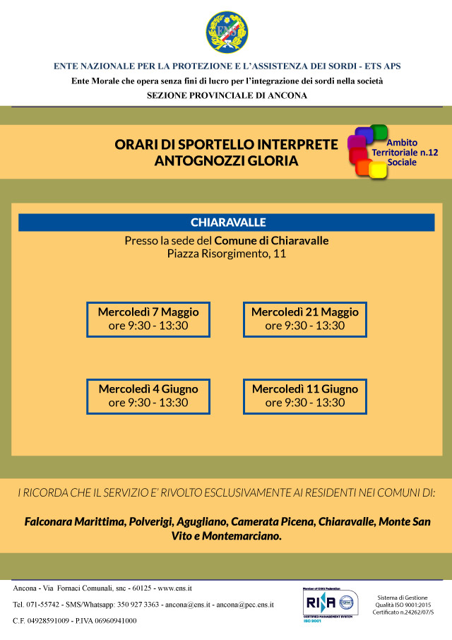 Orari sportello interprete